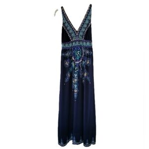 Inc International Concepts Navy Maxi Dress Sleeveless V-Neck Size S Beach Boho